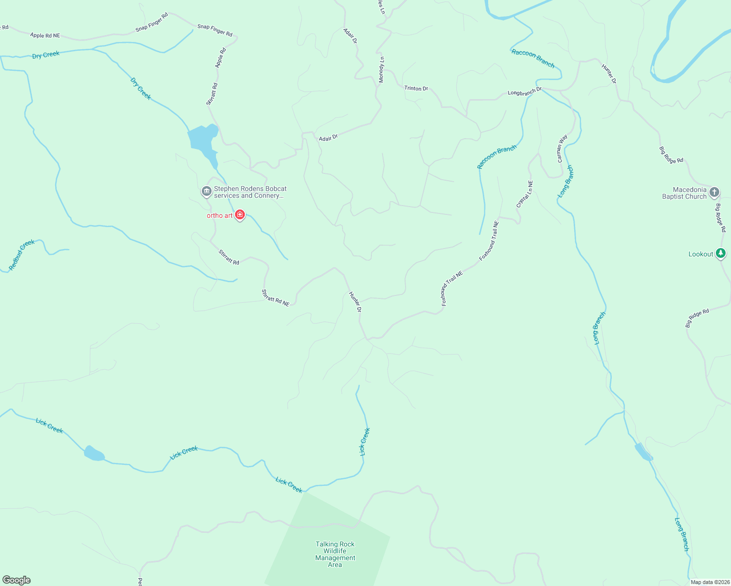 map of restaurants, bars, coffee shops, grocery stores, and more near 1177 Jewel Court Northeast in Ranger