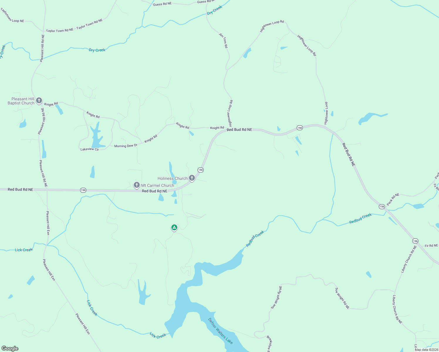 map of restaurants, bars, coffee shops, grocery stores, and more near 7159 Red Bud Road Northeast in Ranger