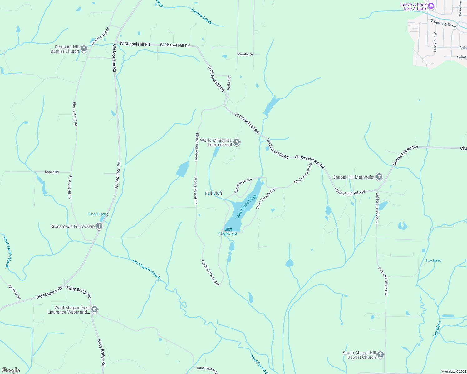 map of restaurants, bars, coffee shops, grocery stores, and more near 3829 Fall Bluff Drive Southwest in Decatur