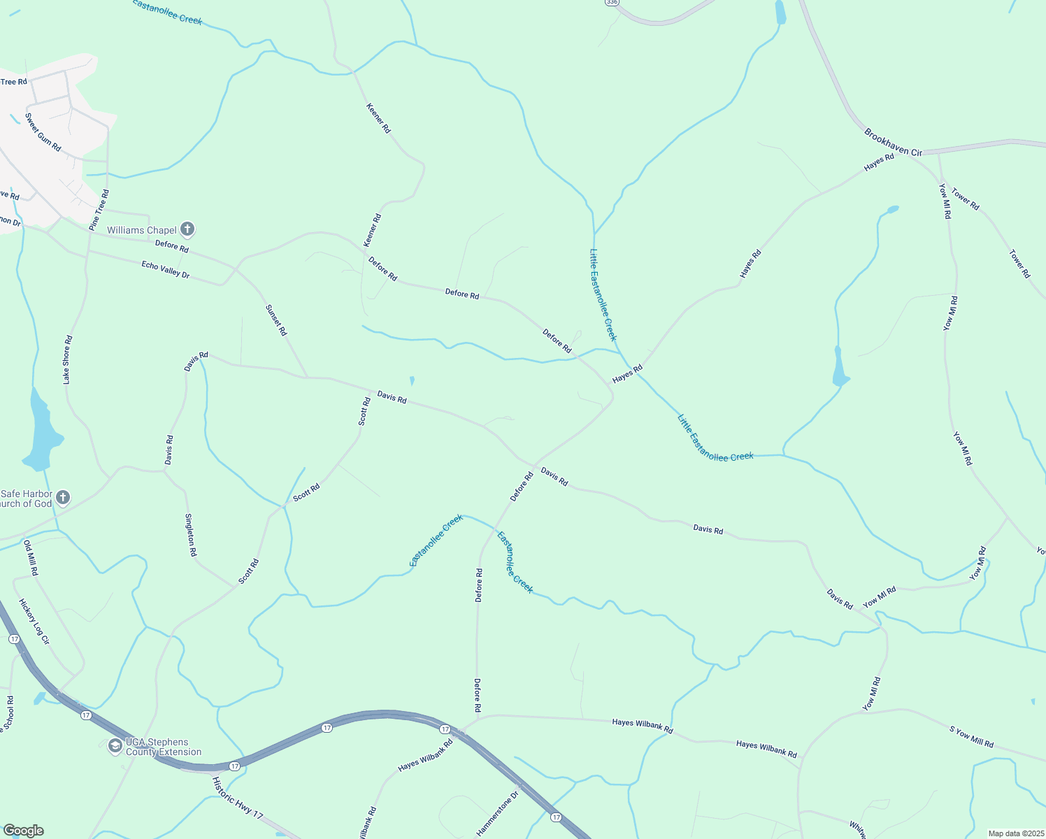 map of restaurants, bars, coffee shops, grocery stores, and more near 126 Whitworth Road in Eastanollee