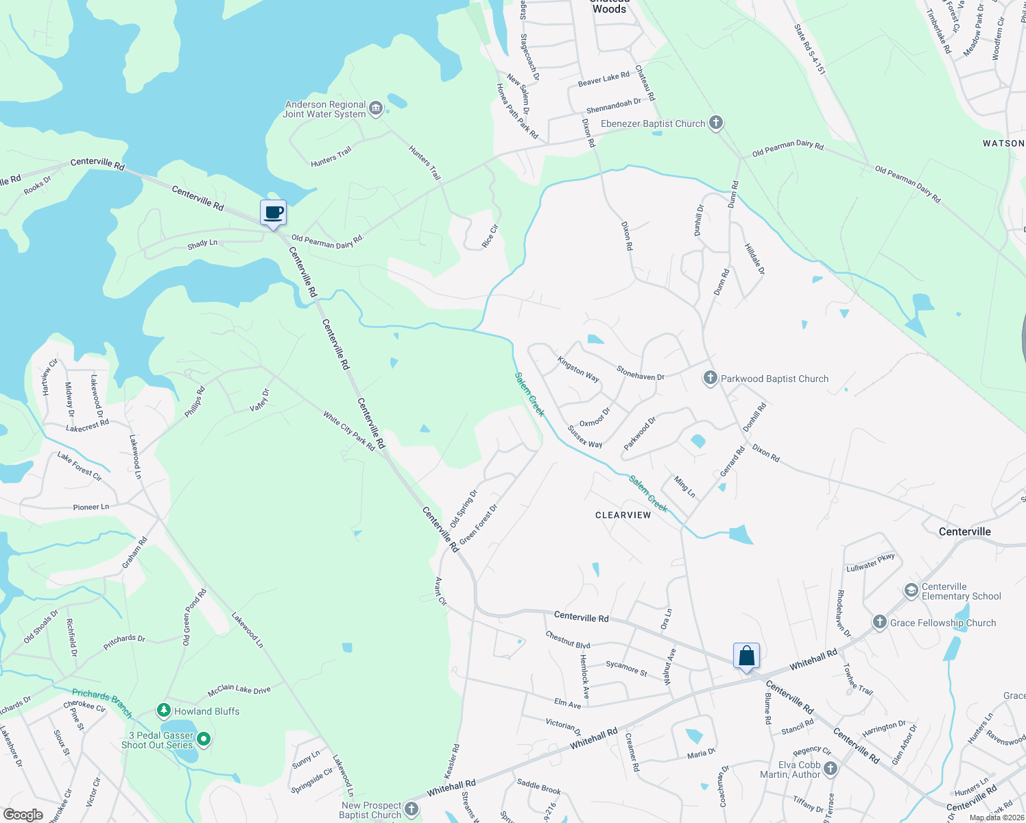 map of restaurants, bars, coffee shops, grocery stores, and more near 712 Beagle Run Road in Anderson