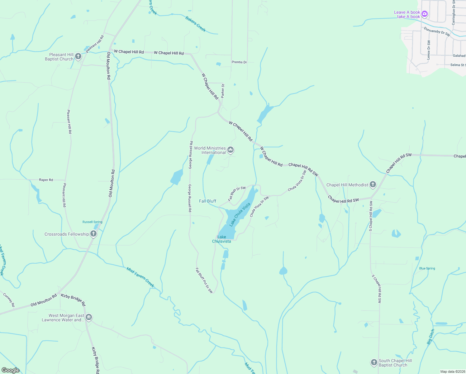 map of restaurants, bars, coffee shops, grocery stores, and more near 3813 Fall Bluff Drive Southwest in Decatur