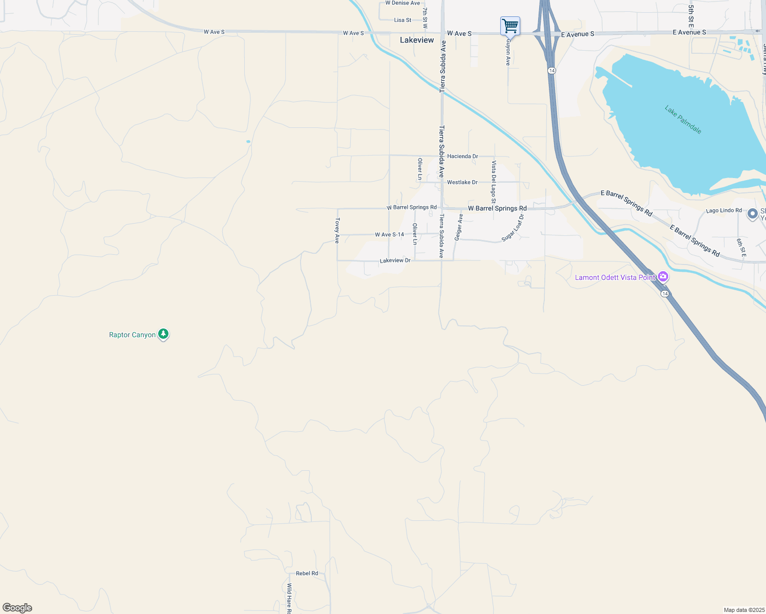 map of restaurants, bars, coffee shops, grocery stores, and more near High Springs Road in Palmdale