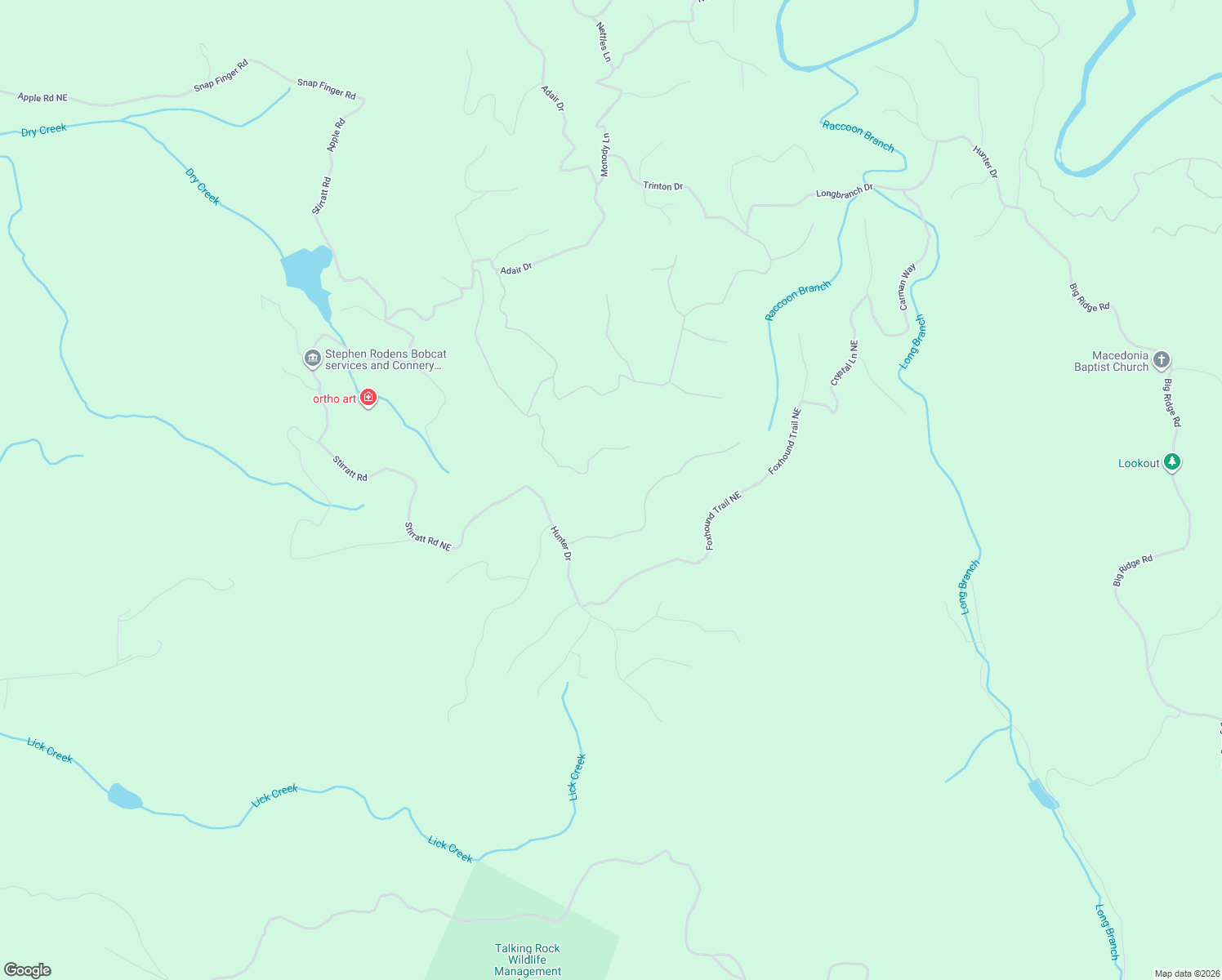 map of restaurants, bars, coffee shops, grocery stores, and more near 1184 Jewel Court Northeast in Ranger