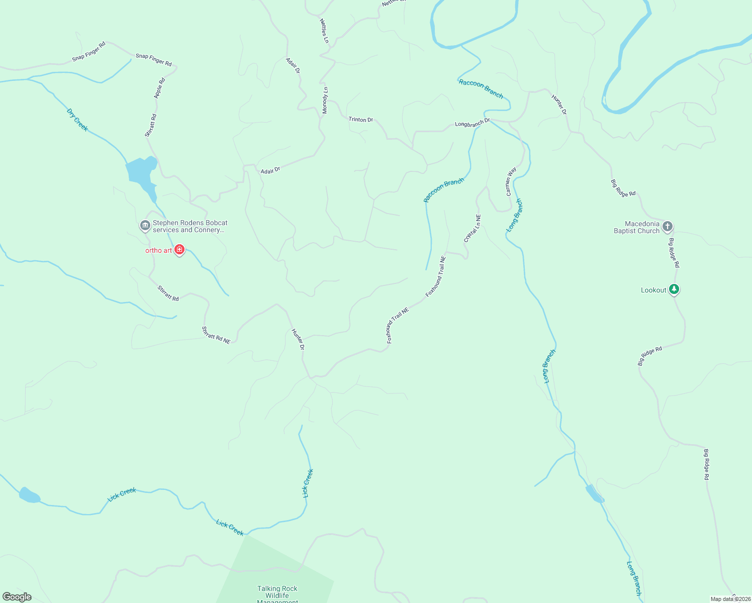 map of restaurants, bars, coffee shops, grocery stores, and more near 1209 Jewel Court Northeast in Ranger
