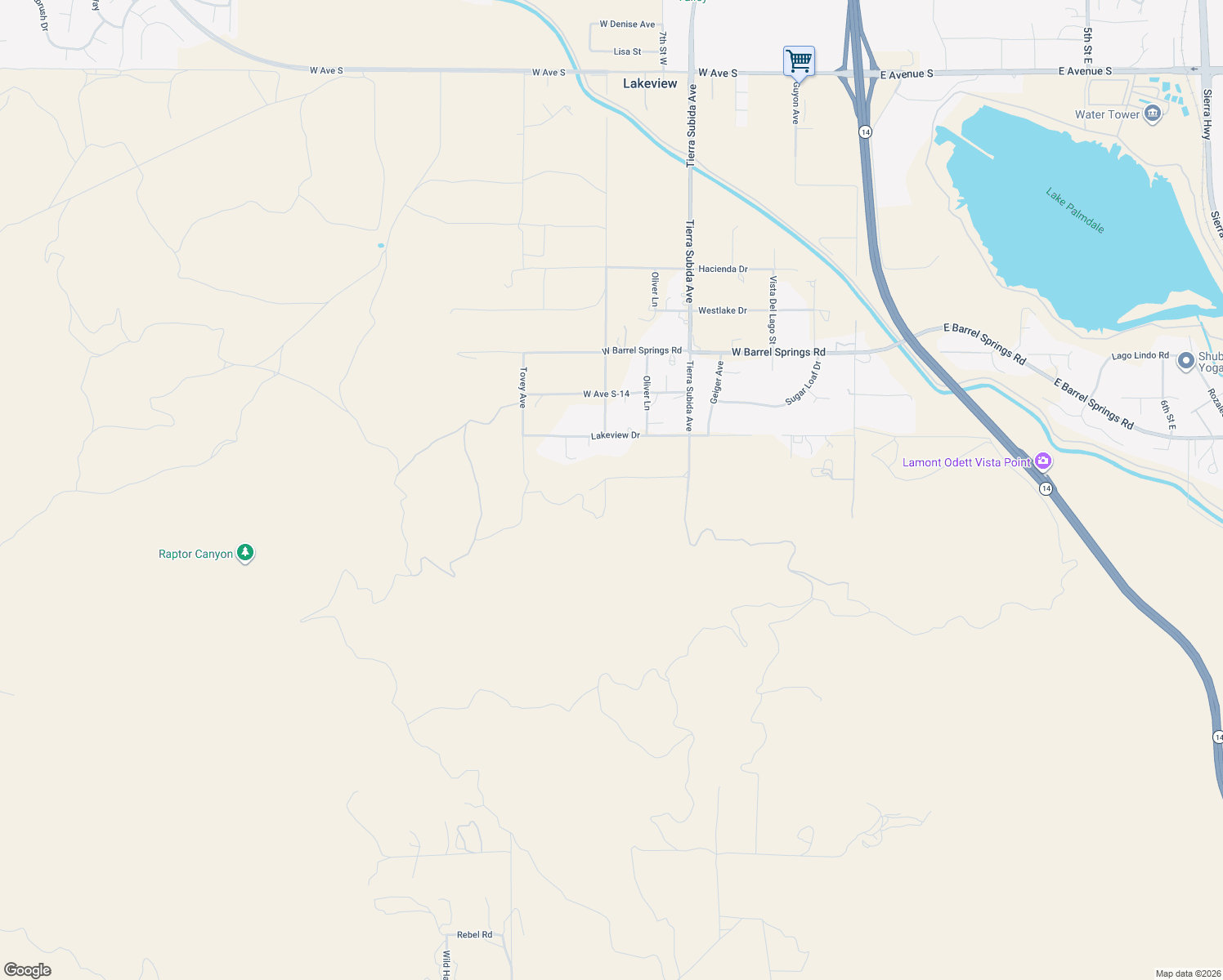 map of restaurants, bars, coffee shops, grocery stores, and more near 854 Shaner Road in Palmdale