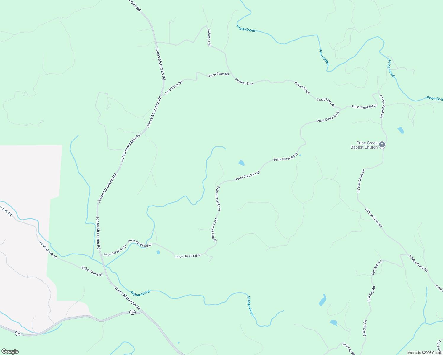 map of restaurants, bars, coffee shops, grocery stores, and more near Lost Pine Lane in Pickens County