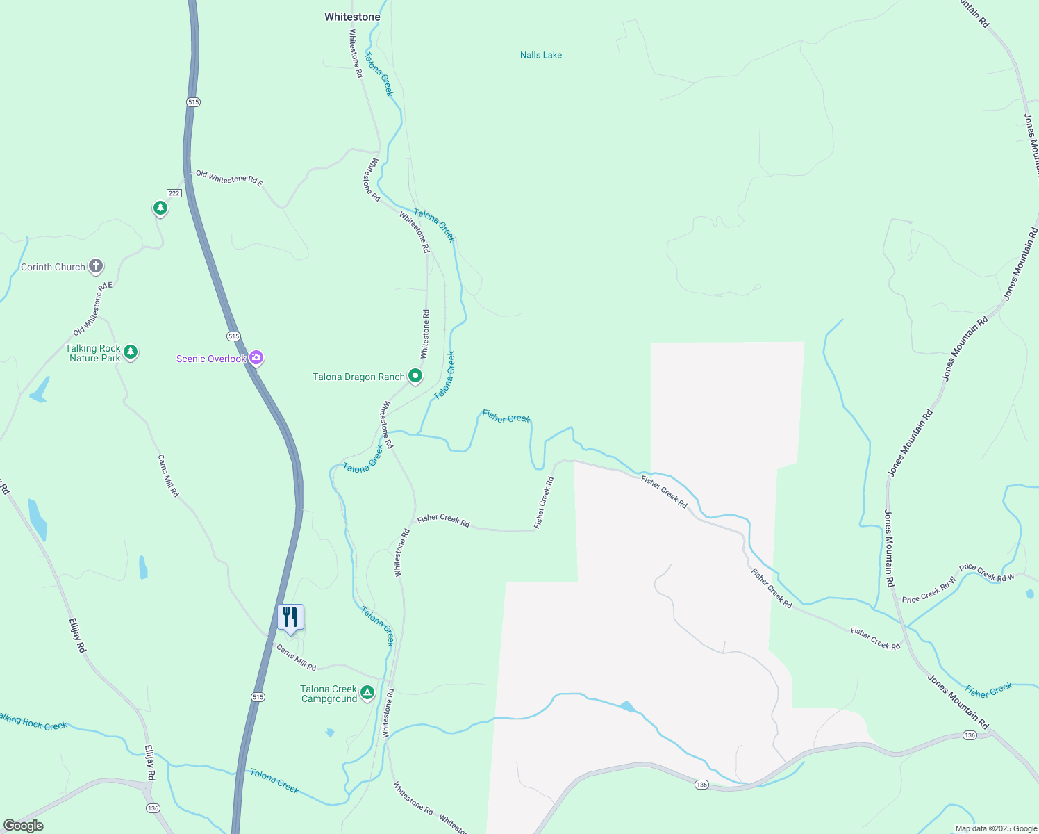 map of restaurants, bars, coffee shops, grocery stores, and more near in Talking Rock