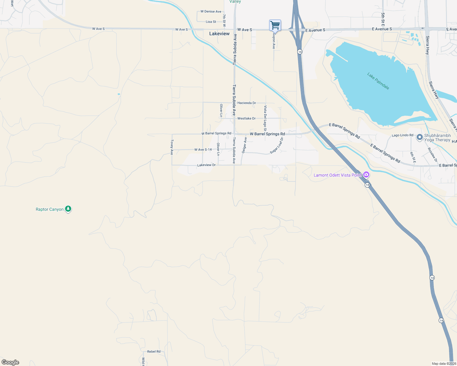 map of restaurants, bars, coffee shops, grocery stores, and more near 606 Shaner Road in Palmdale