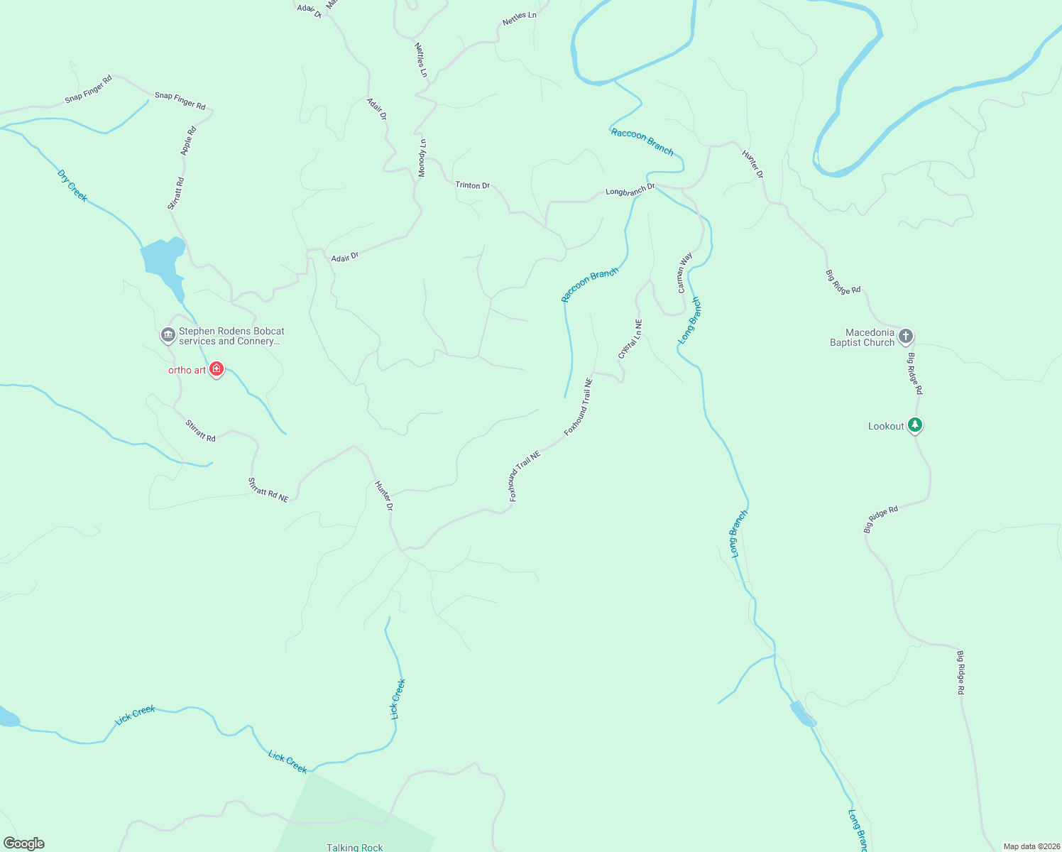 map of restaurants, bars, coffee shops, grocery stores, and more near 1199 Jewel Court Northeast in Ranger