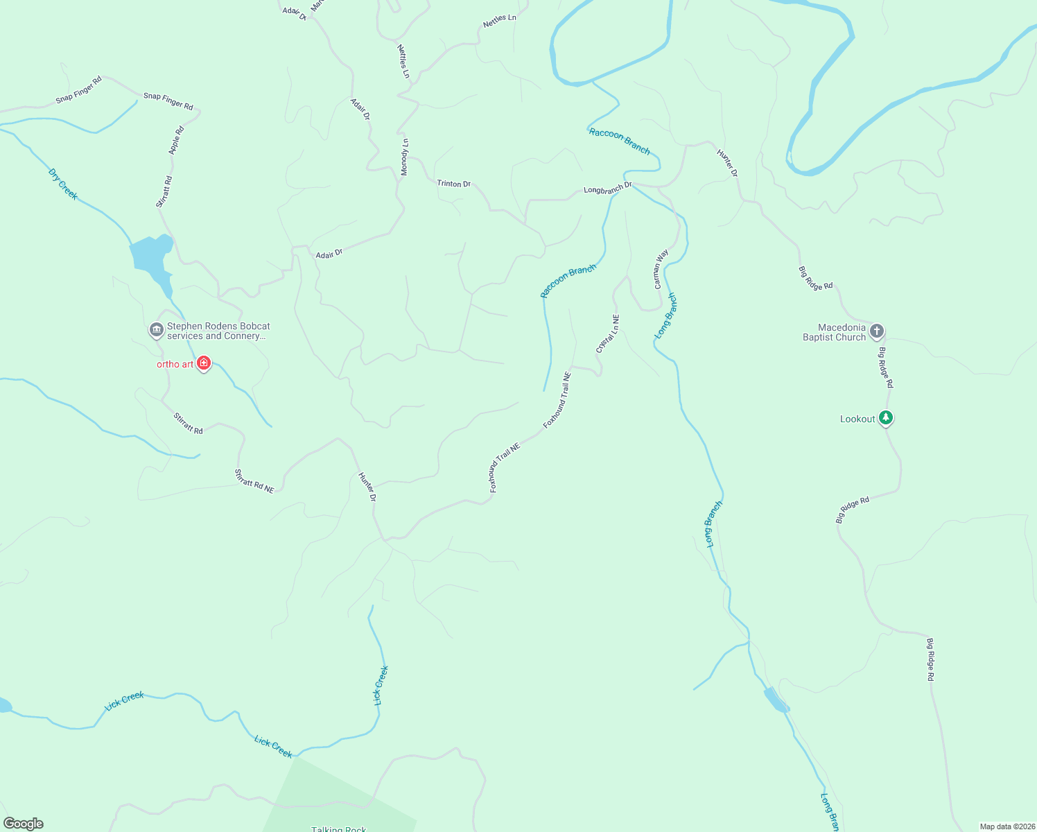 map of restaurants, bars, coffee shops, grocery stores, and more near 1199 Jewel Court Northeast in Ranger