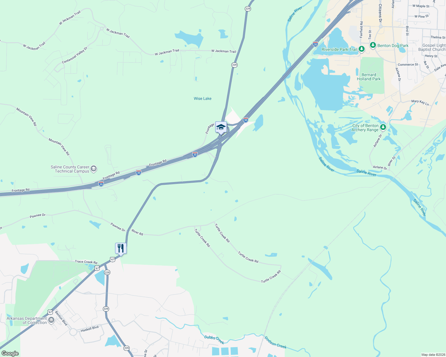 map of restaurants, bars, coffee shops, grocery stores, and more near 4809 U.S. 67 in Benton