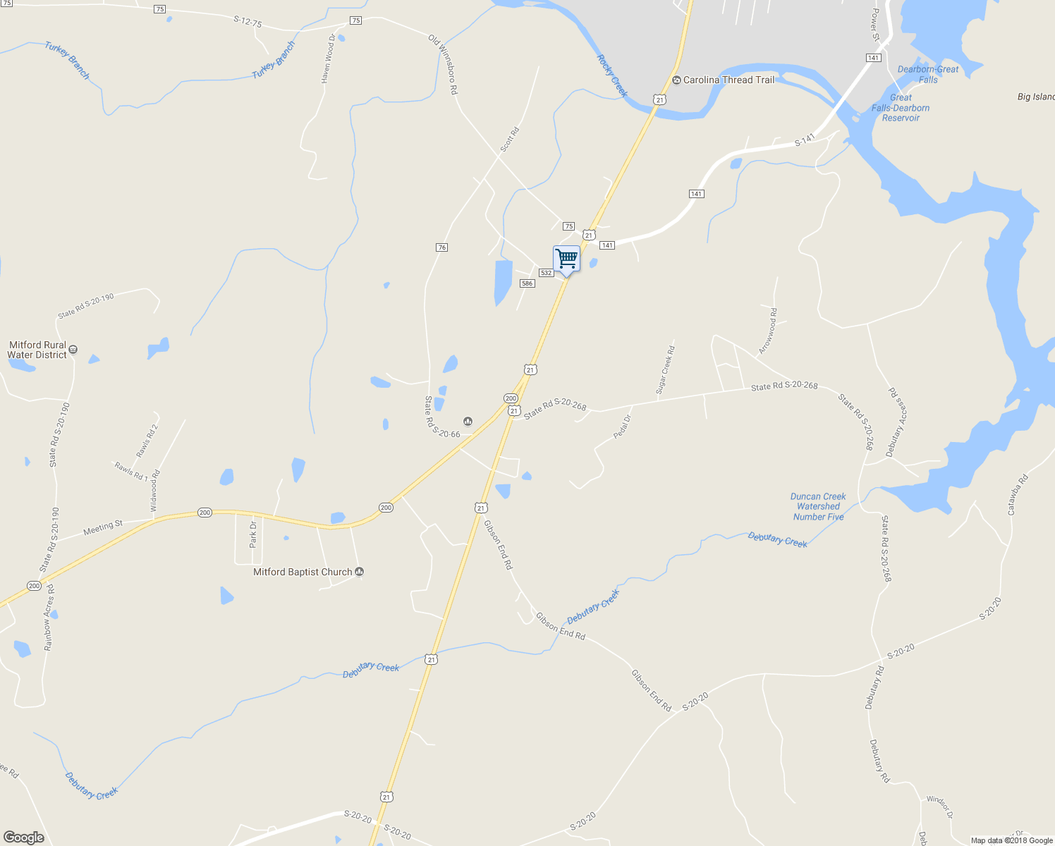 map of restaurants, bars, coffee shops, grocery stores, and more near 20 State Road S-20-268 in Great Falls