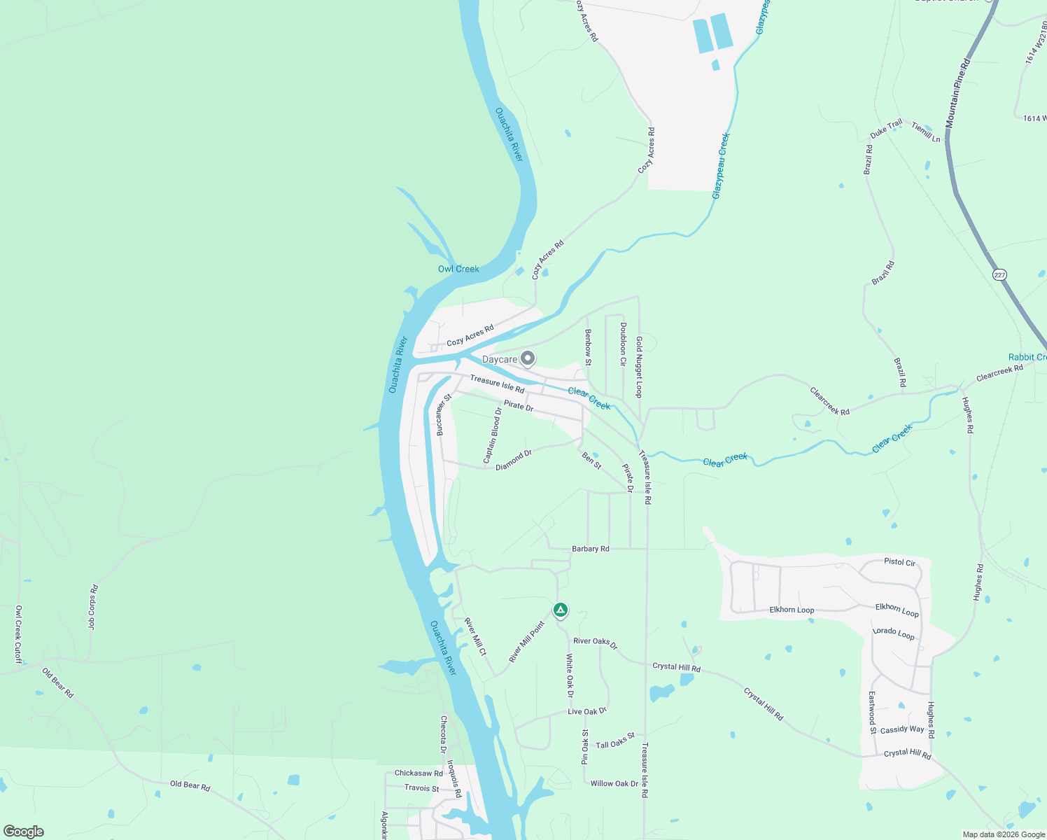 map of restaurants, bars, coffee shops, grocery stores, and more near 345 Pirate Drive in Hot Springs