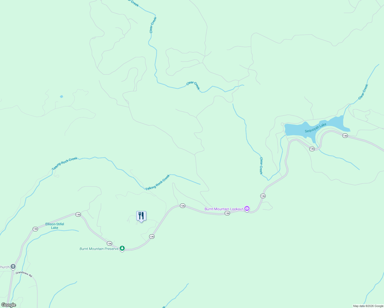 map of restaurants, bars, coffee shops, grocery stores, and more near 104 Andes Ridge in Big Canoe