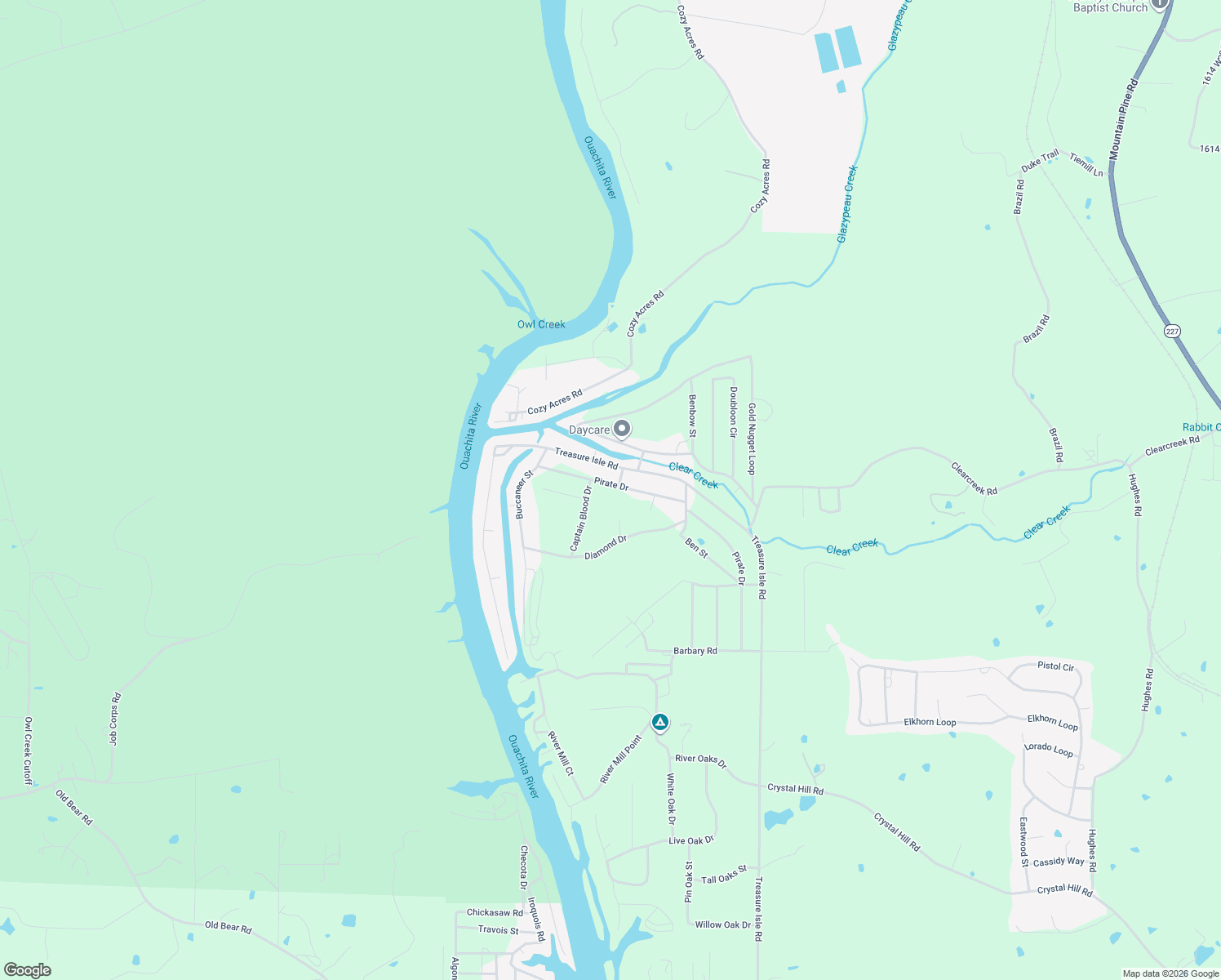 map of restaurants, bars, coffee shops, grocery stores, and more near 345 Pirate Drive in Hot Springs