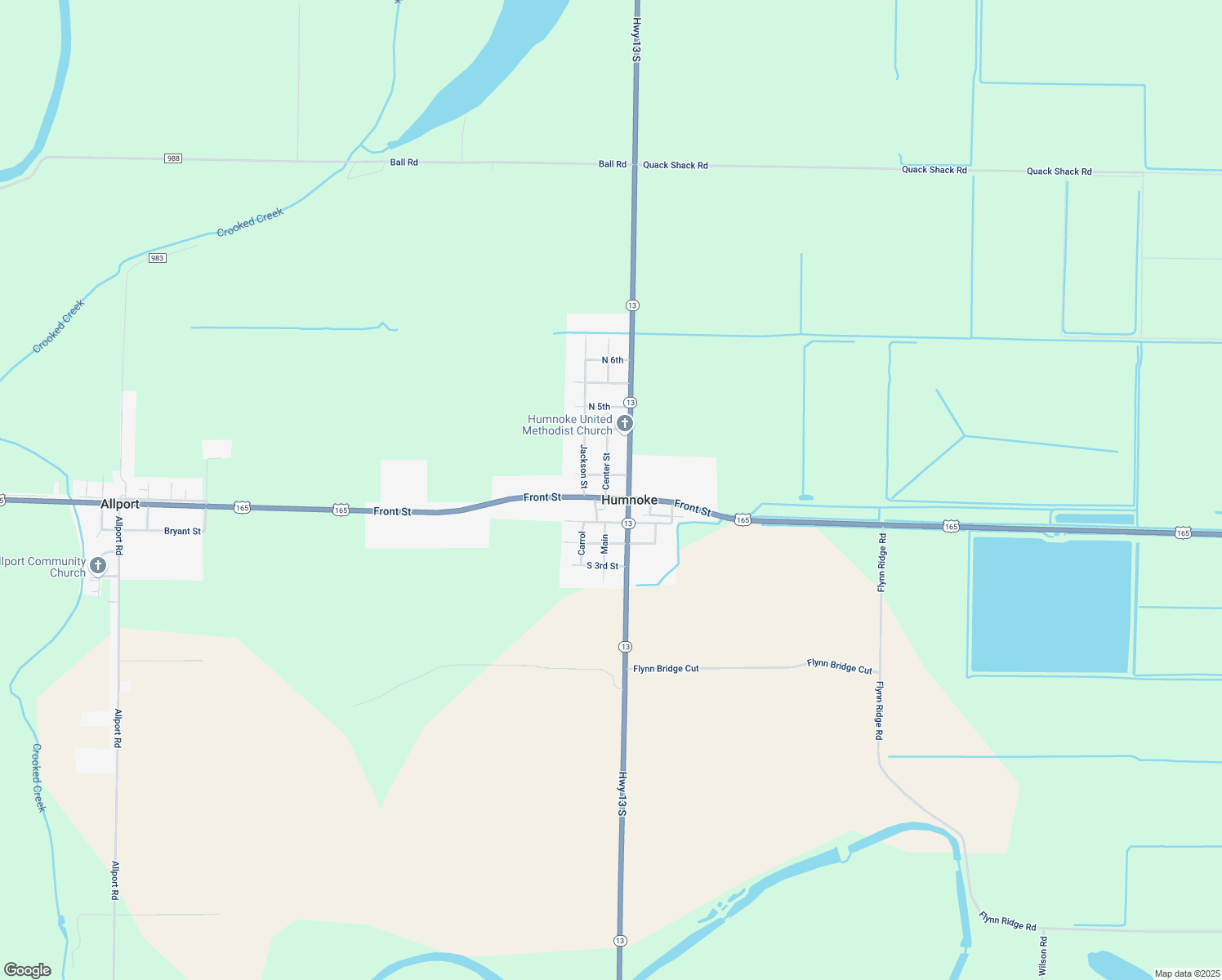 map of restaurants, bars, coffee shops, grocery stores, and more near 12220 U.S. 165 in Humnoke