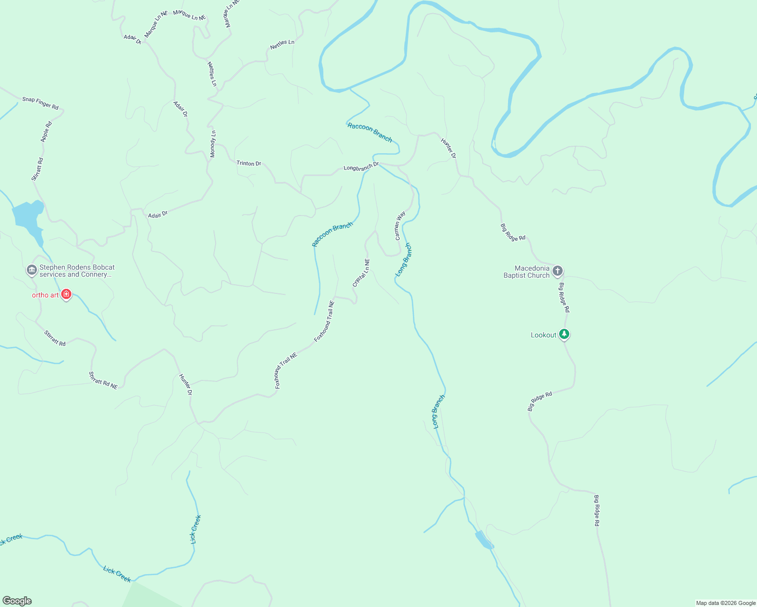 map of restaurants, bars, coffee shops, grocery stores, and more near 1538 Crystal Lane Northeast in Ranger