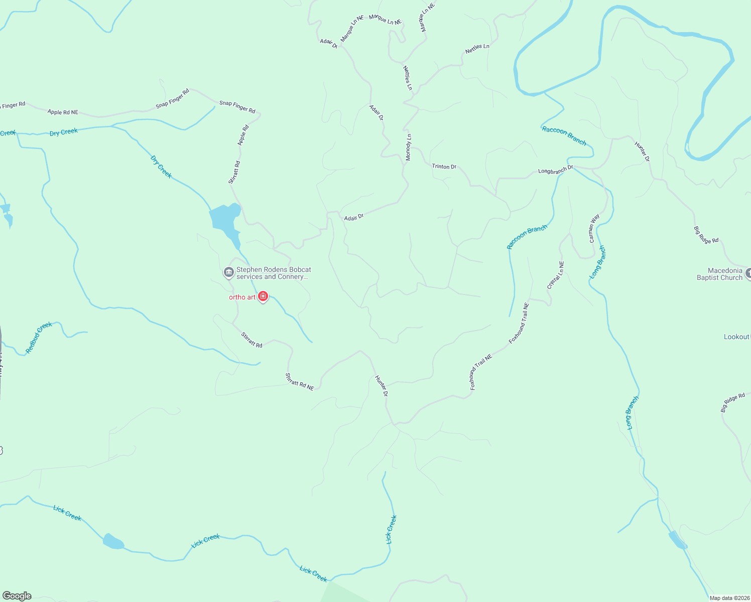 map of restaurants, bars, coffee shops, grocery stores, and more near 1071 Mayfield Lane Northeast in Ranger