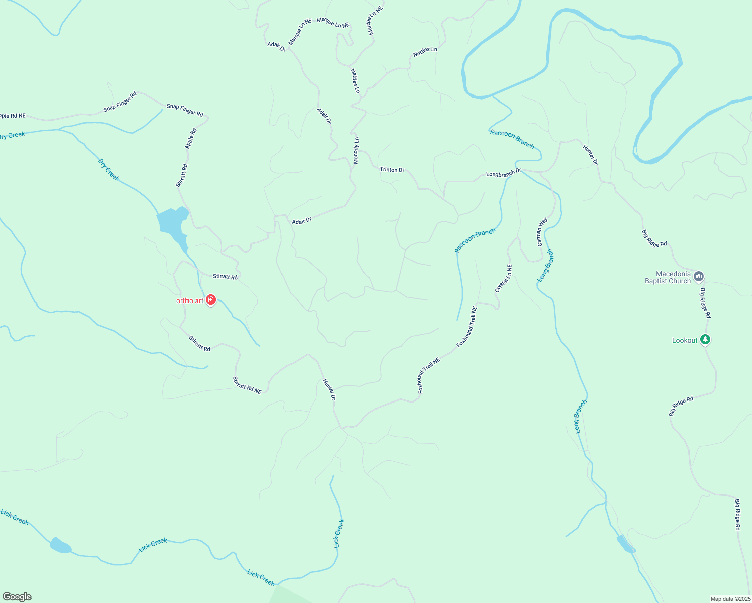map of restaurants, bars, coffee shops, grocery stores, and more near 1019 Mayfield Lane Northeast in Ranger