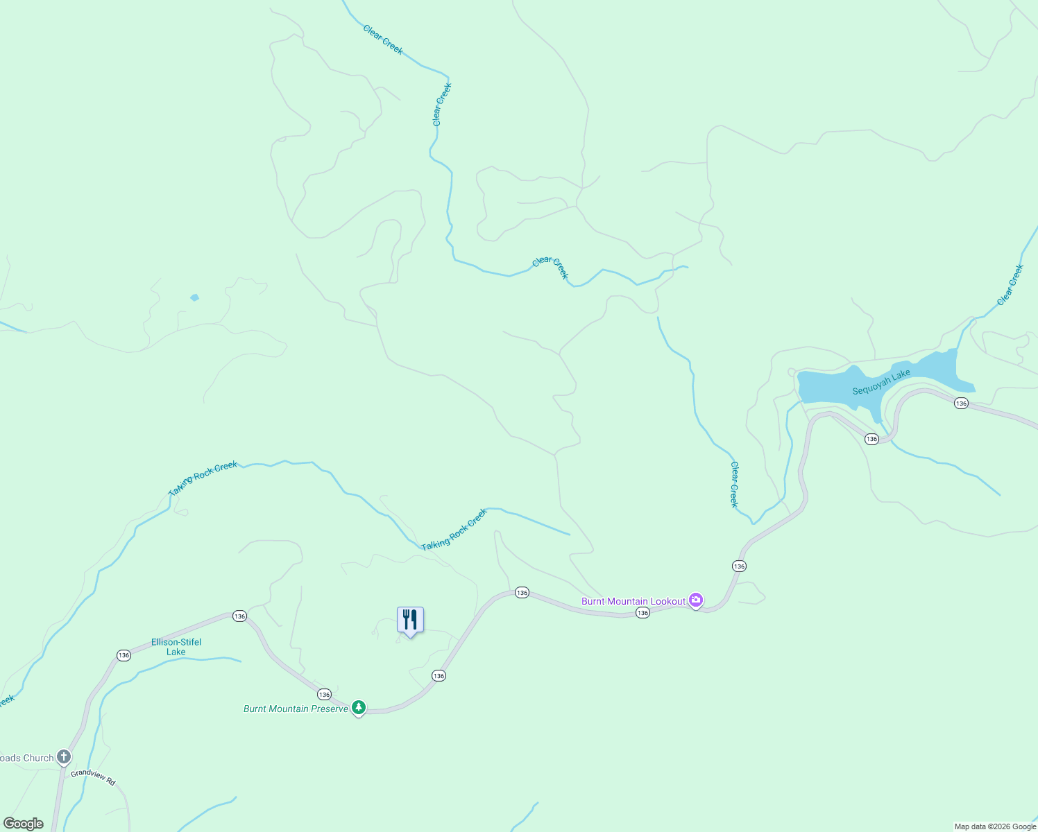 map of restaurants, bars, coffee shops, grocery stores, and more near 104 Andes Ridge in Big Canoe