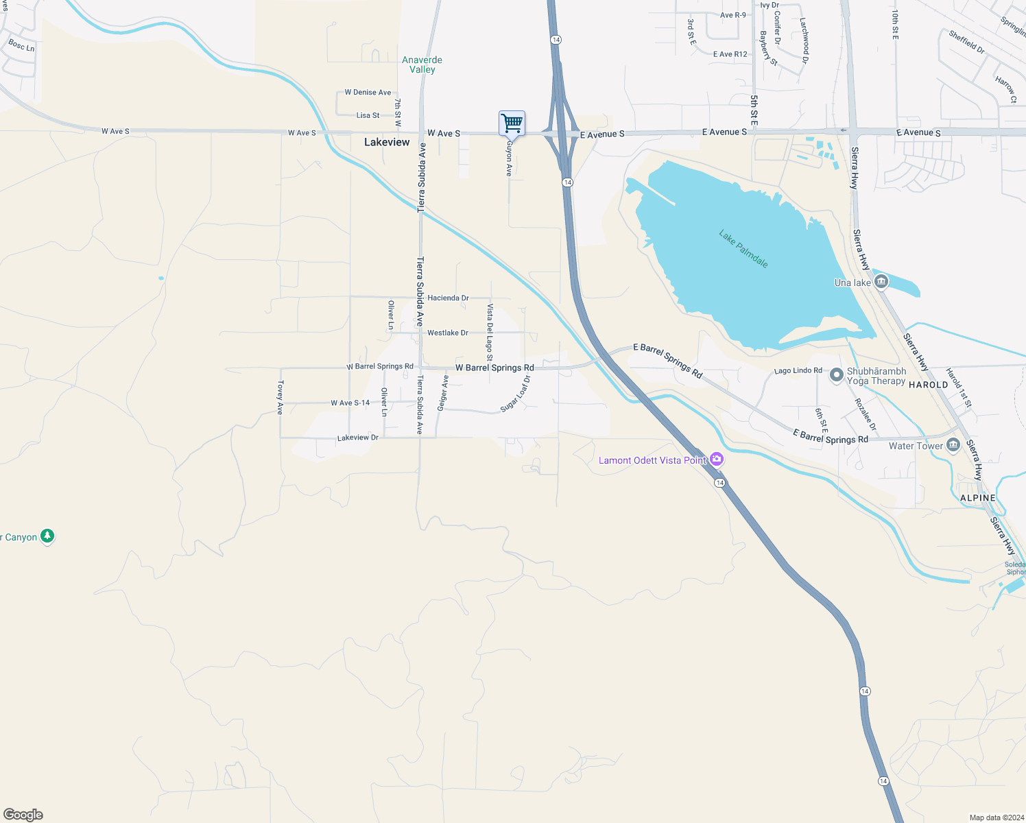 map of restaurants, bars, coffee shops, grocery stores, and more near 420 Sugar Loaf Drive in Palmdale