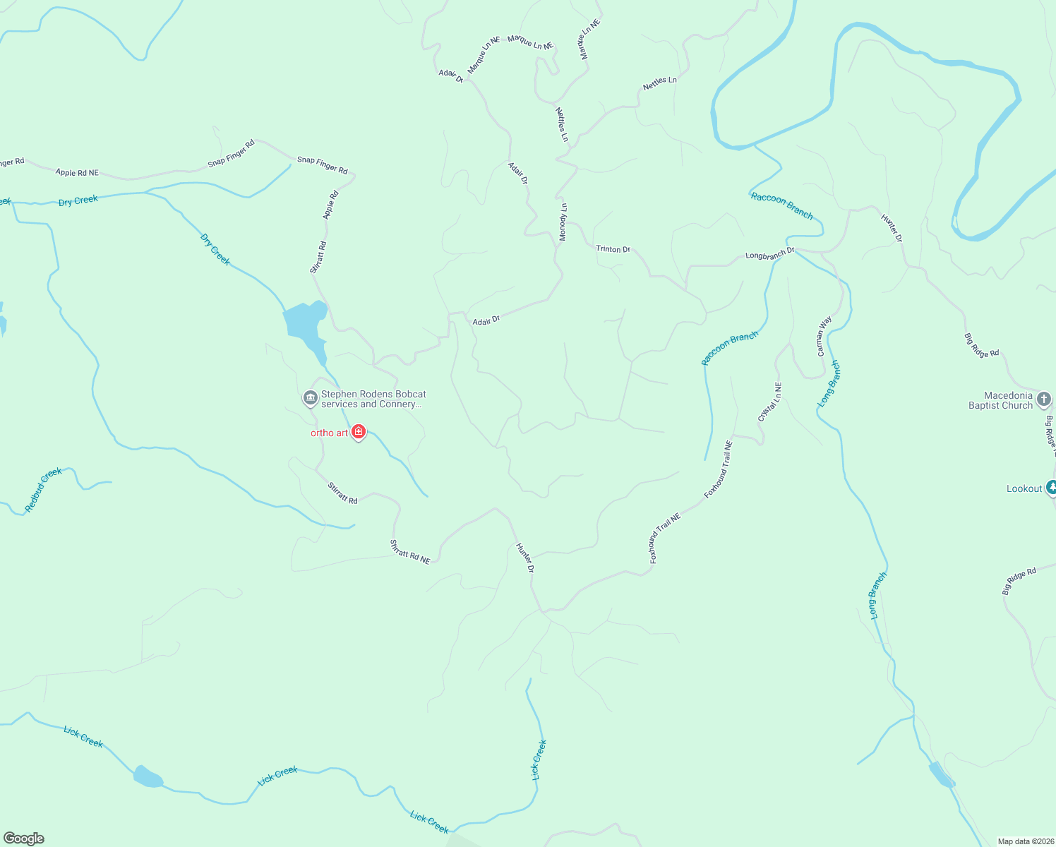 map of restaurants, bars, coffee shops, grocery stores, and more near 1071 Mayfield Lane Northeast in Ranger