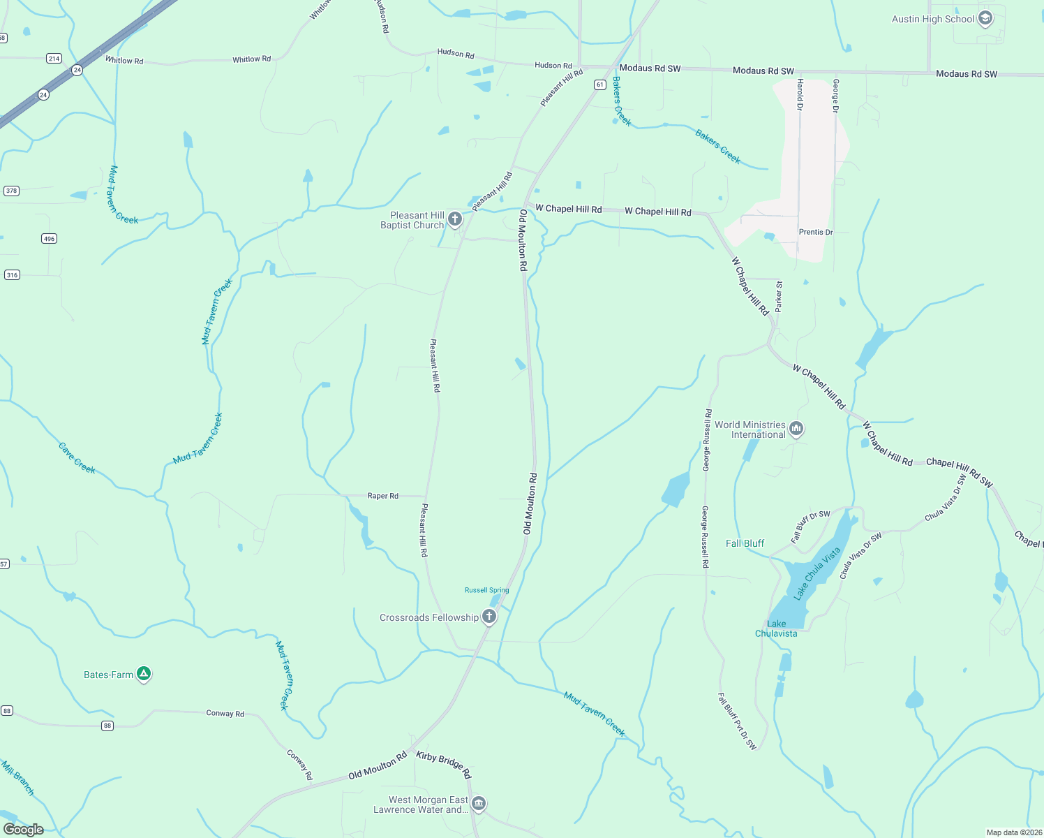 map of restaurants, bars, coffee shops, grocery stores, and more near 4441 Old Moulton Road in Decatur