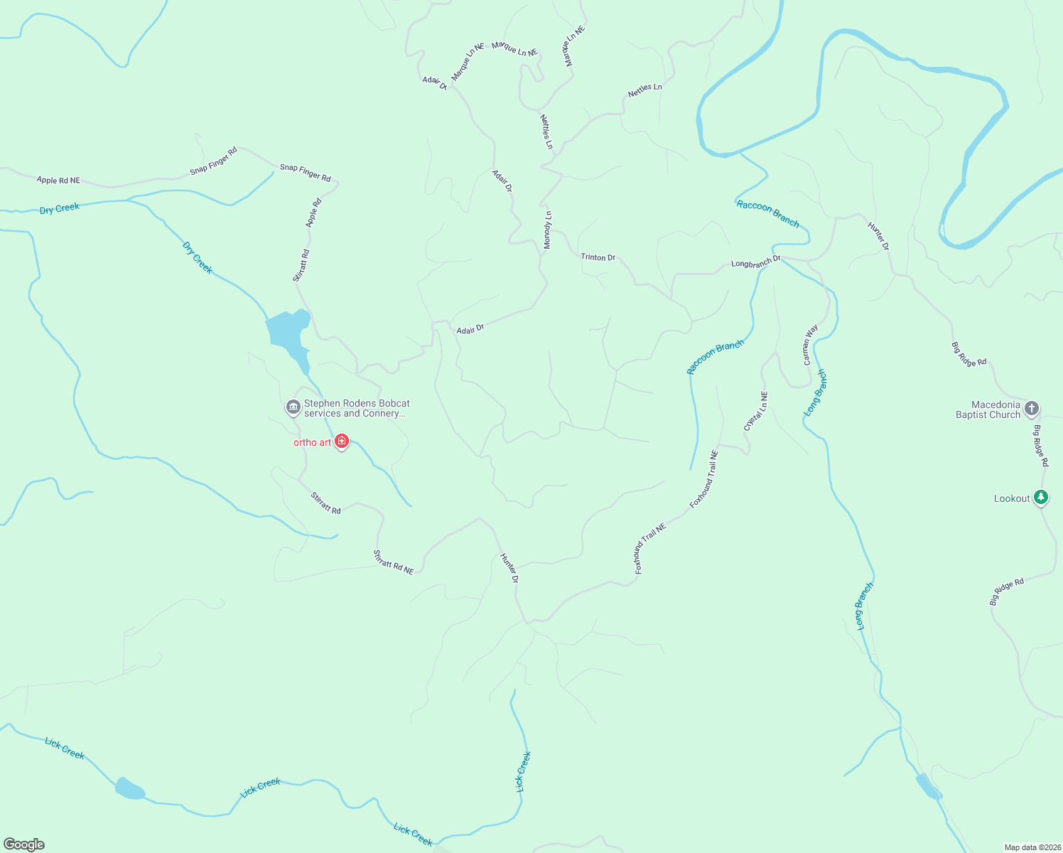 map of restaurants, bars, coffee shops, grocery stores, and more near 1069 Mayfield Lane Northeast in Ranger