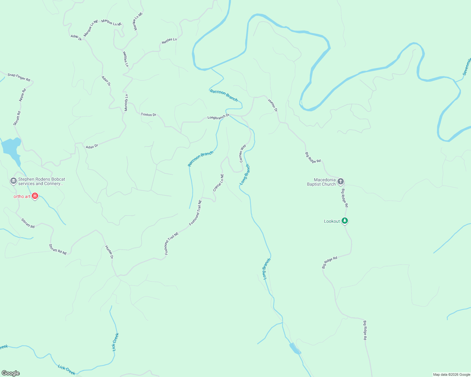 map of restaurants, bars, coffee shops, grocery stores, and more near 1538 Crystal Lane Northeast in Ranger