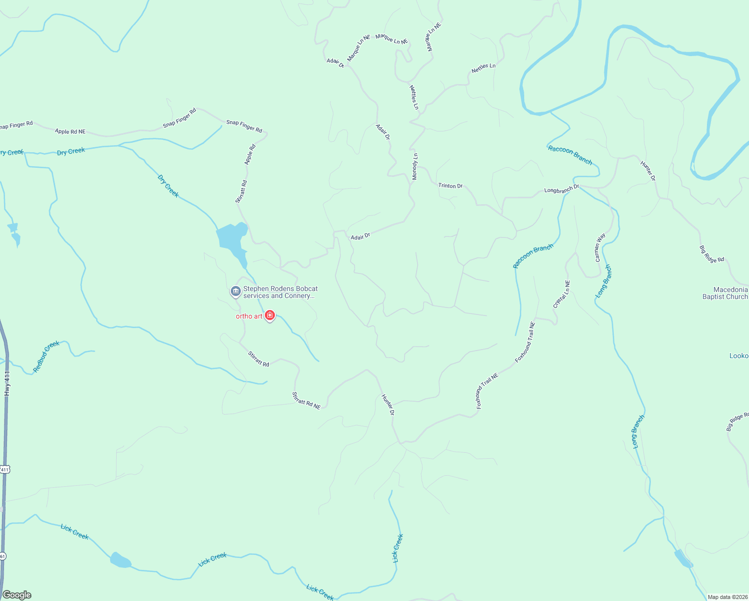 map of restaurants, bars, coffee shops, grocery stores, and more near 1093 Mayfield Lane Northeast in Ranger