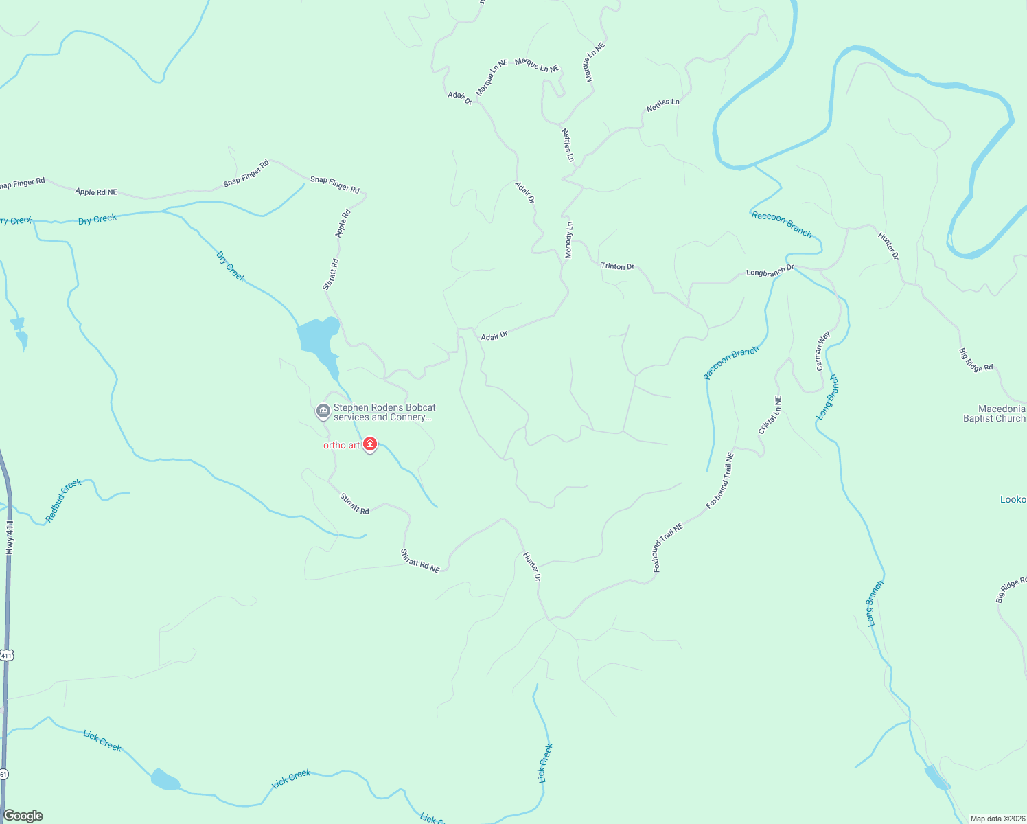 map of restaurants, bars, coffee shops, grocery stores, and more near 1093 Mayfield Lane Northeast in Ranger