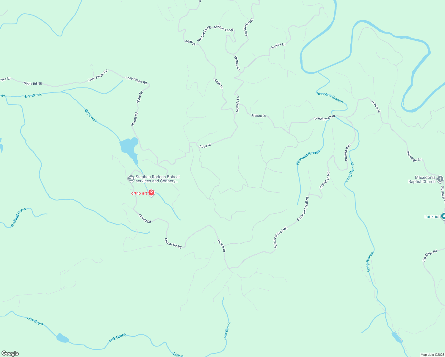 map of restaurants, bars, coffee shops, grocery stores, and more near 1073 Mayfield Lane Northeast in Ranger