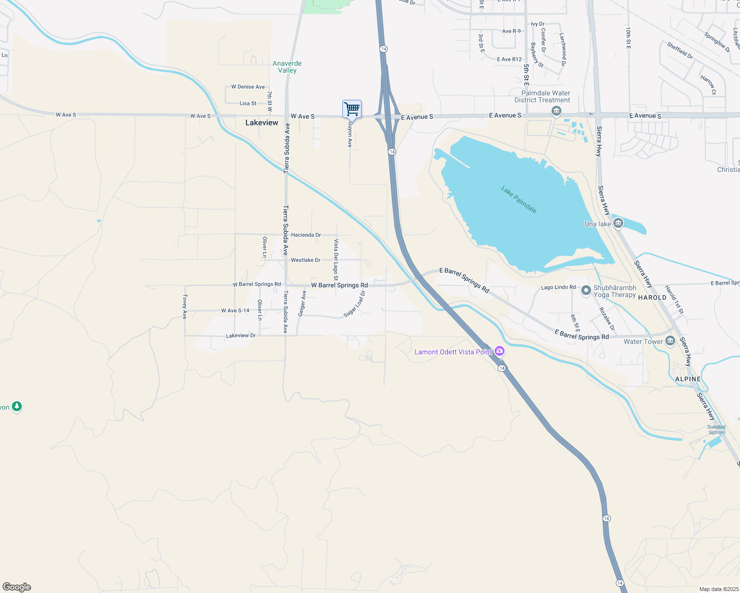 map of restaurants, bars, coffee shops, grocery stores, and more near 318 Sugar Loaf Drive in Palmdale