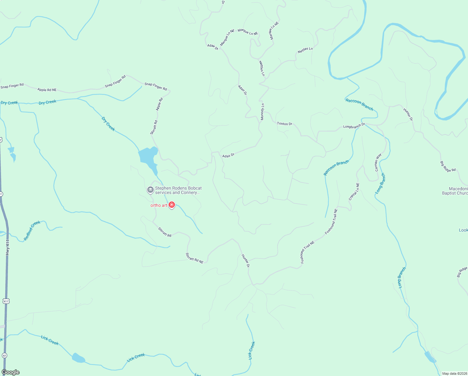 map of restaurants, bars, coffee shops, grocery stores, and more near 1093 Mayfield Lane Northeast in Ranger