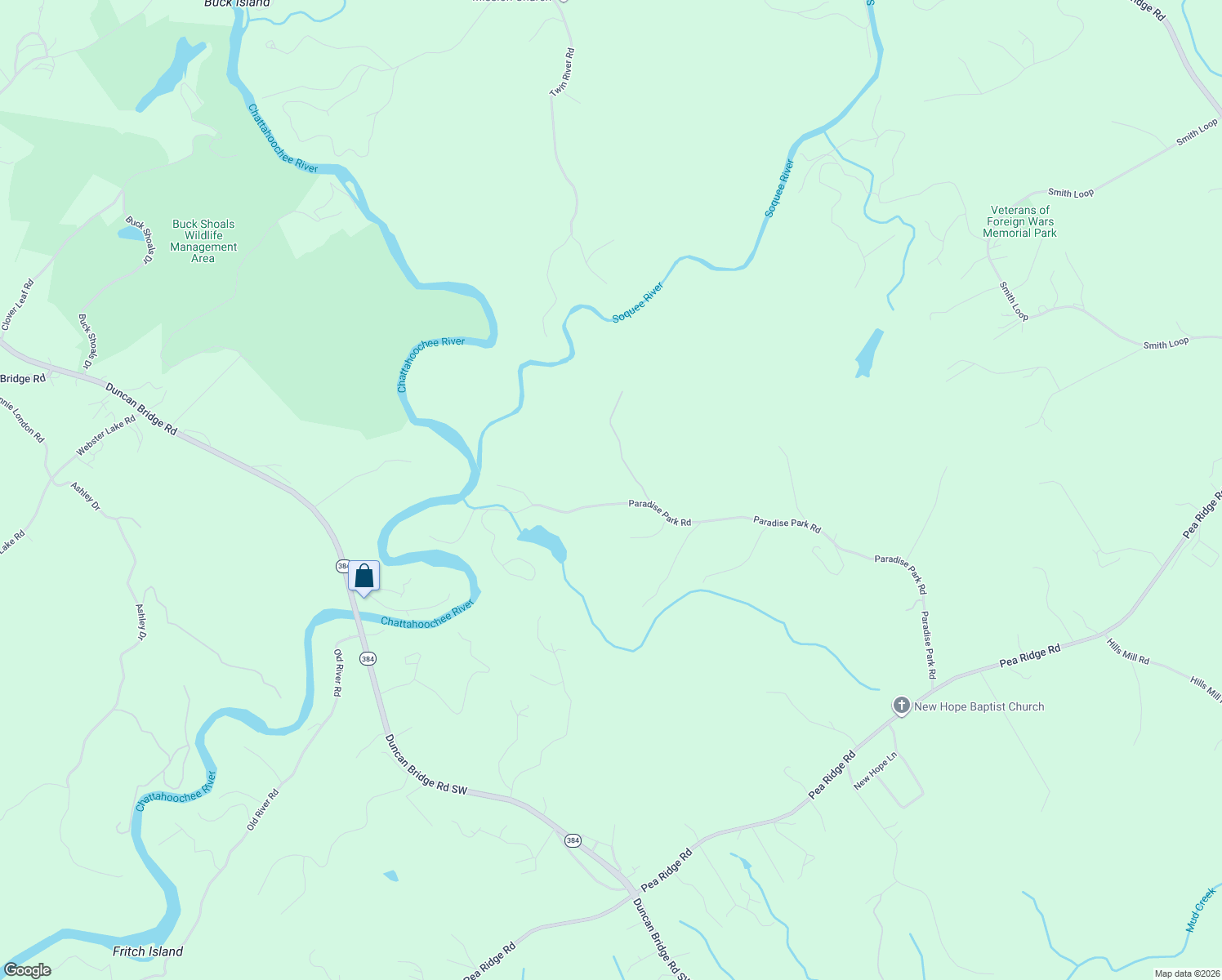 map of restaurants, bars, coffee shops, grocery stores, and more near 1475 Paradise Park Road in Cornelia