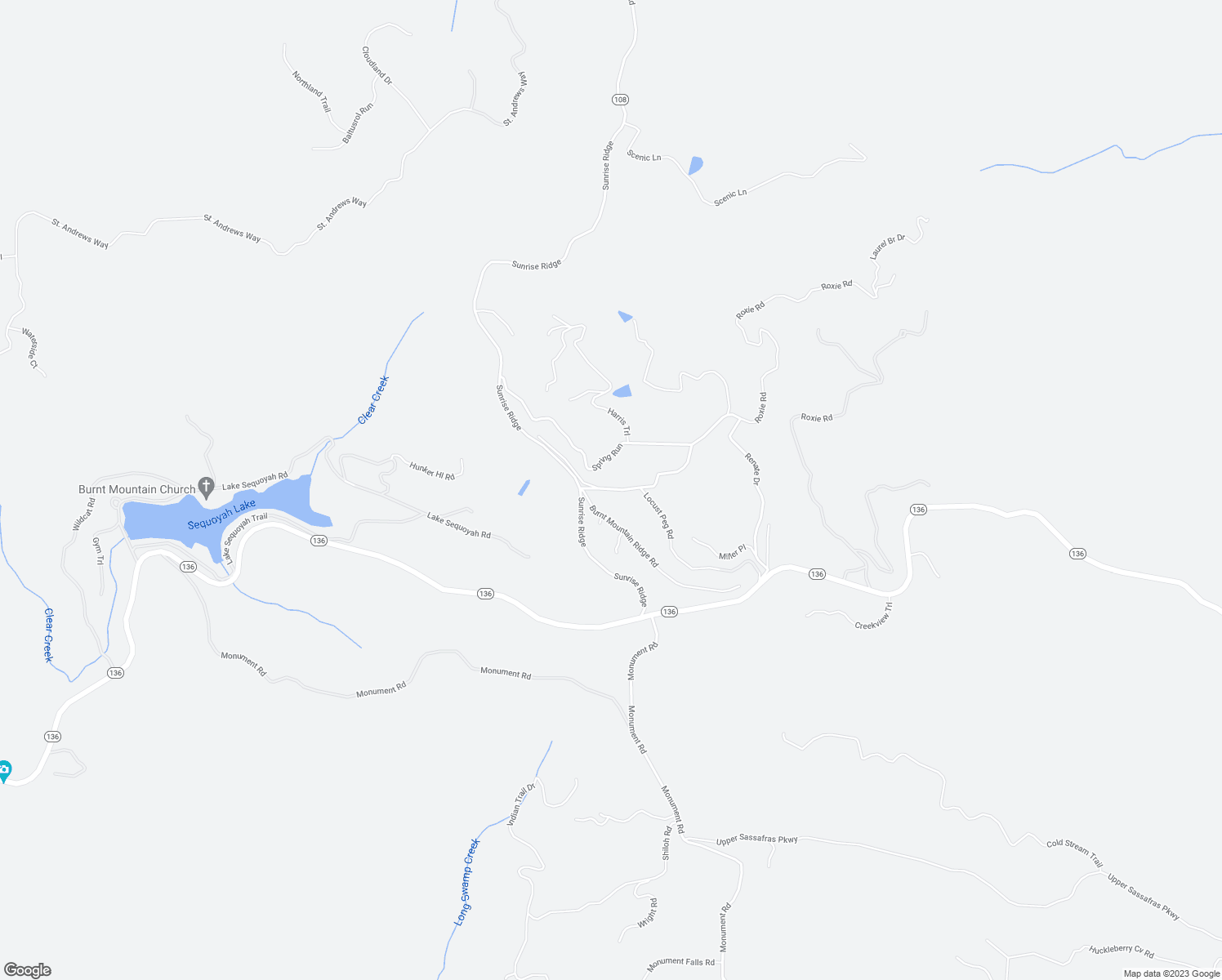 map of restaurants, bars, coffee shops, grocery stores, and more near 0 Burnt Mountain Cove Road in Jasper