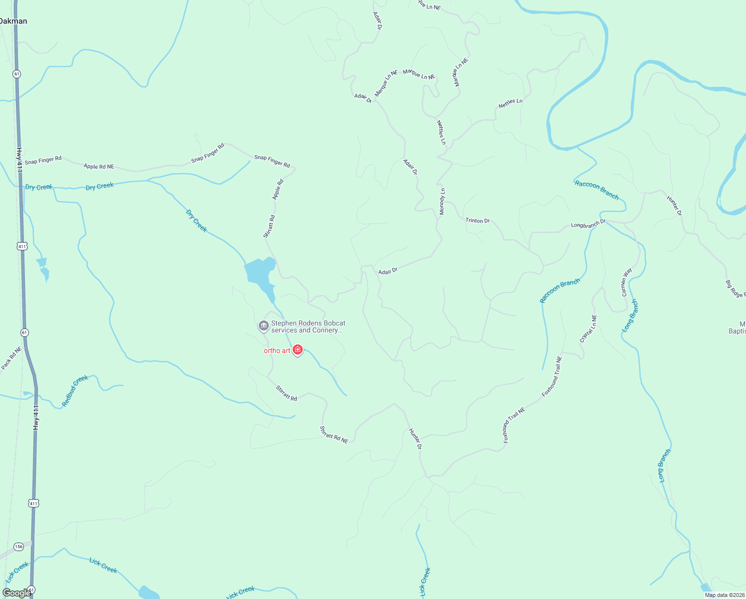 map of restaurants, bars, coffee shops, grocery stores, and more near 1088 Mayfield Lane Northeast in Ranger