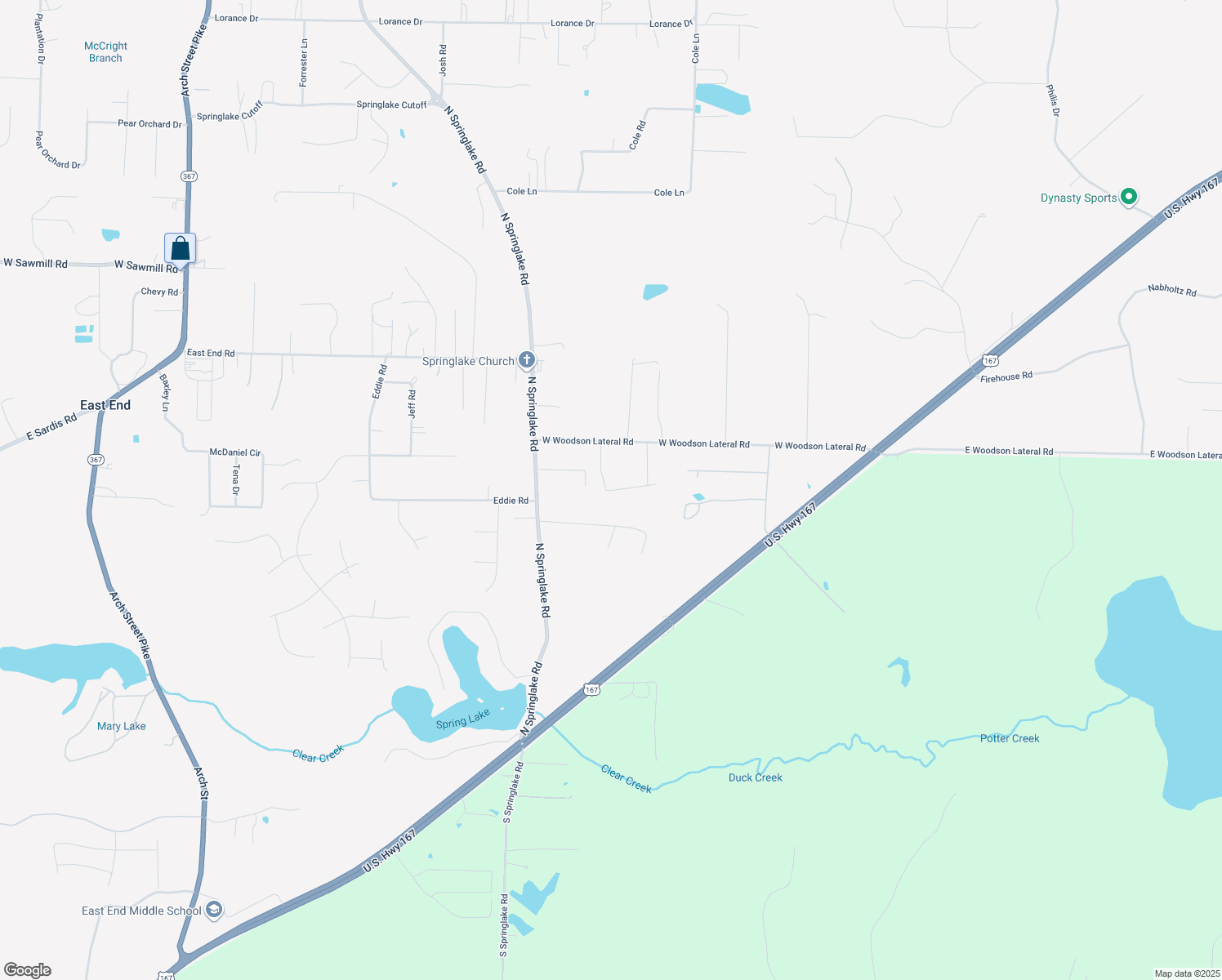 map of restaurants, bars, coffee shops, grocery stores, and more near 22220 Garner Lane in Hensley