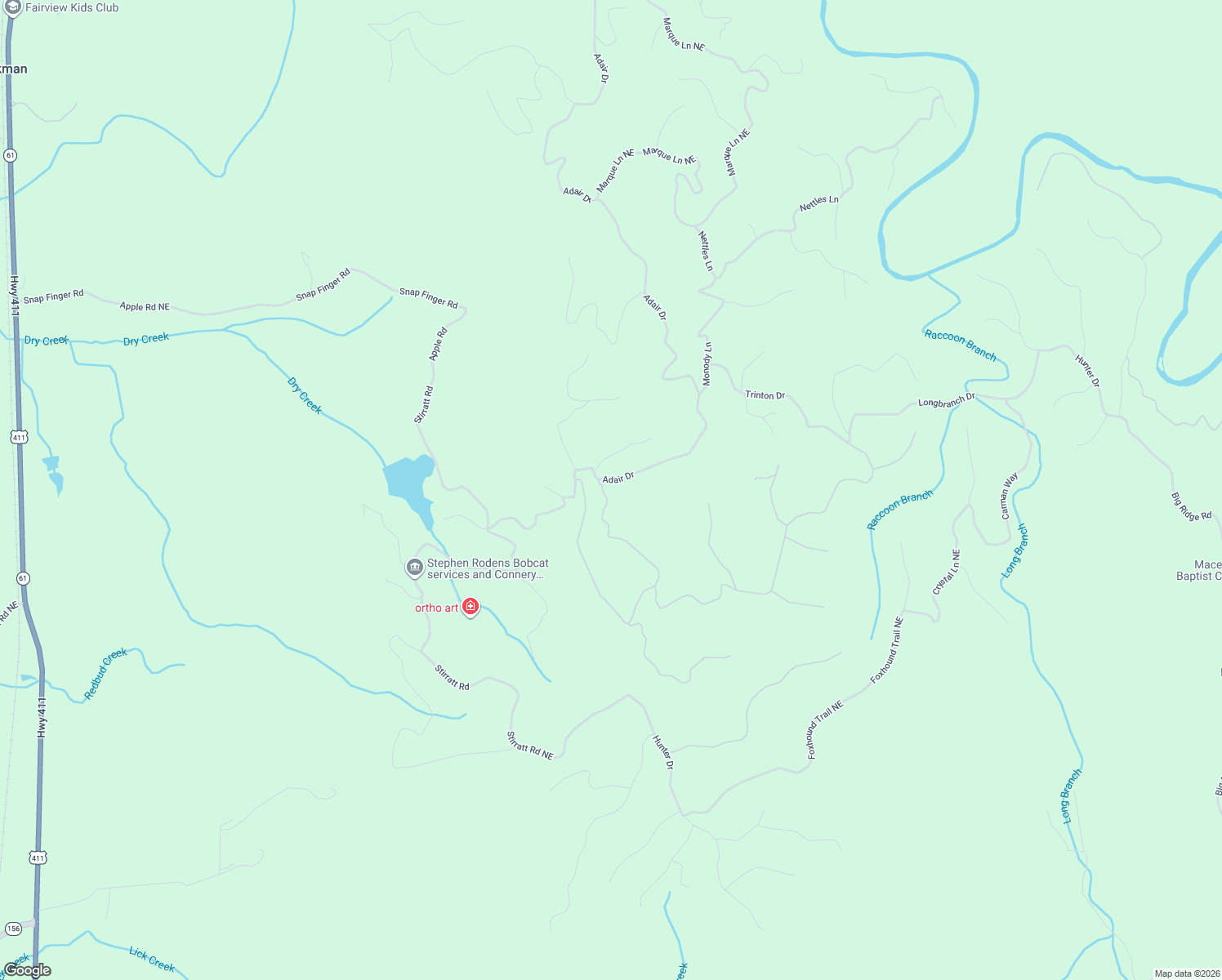 map of restaurants, bars, coffee shops, grocery stores, and more near 1083 Mayfield Lane Northeast in Ranger