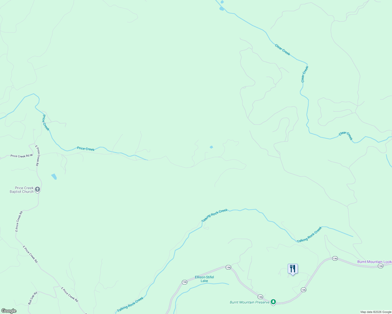map of restaurants, bars, coffee shops, grocery stores, and more near 973 Sutton Road in Talking Rock