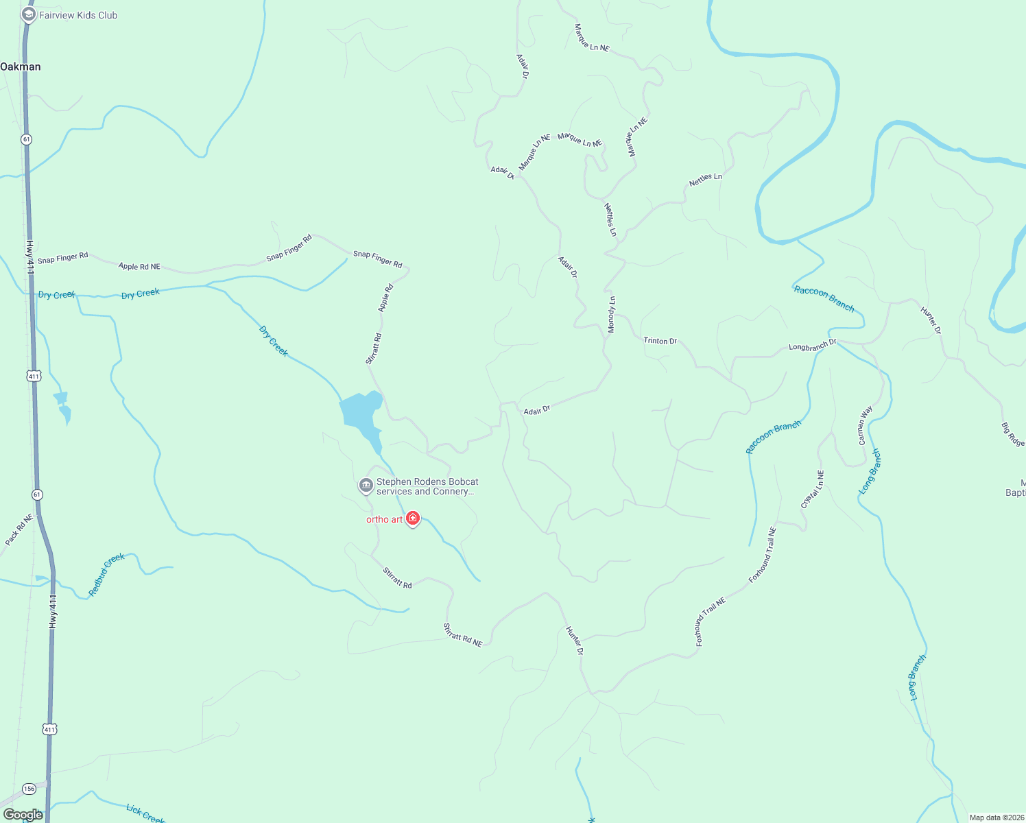 map of restaurants, bars, coffee shops, grocery stores, and more near 26 Adair Drive in Ranger