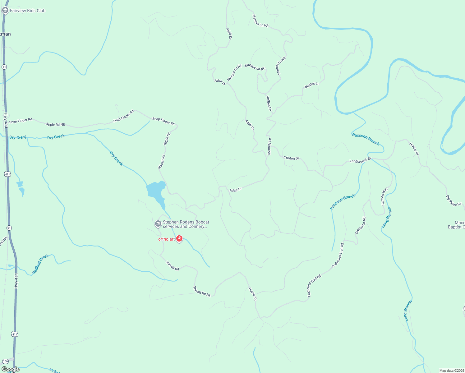 map of restaurants, bars, coffee shops, grocery stores, and more near 19 Adair Drive in Ranger