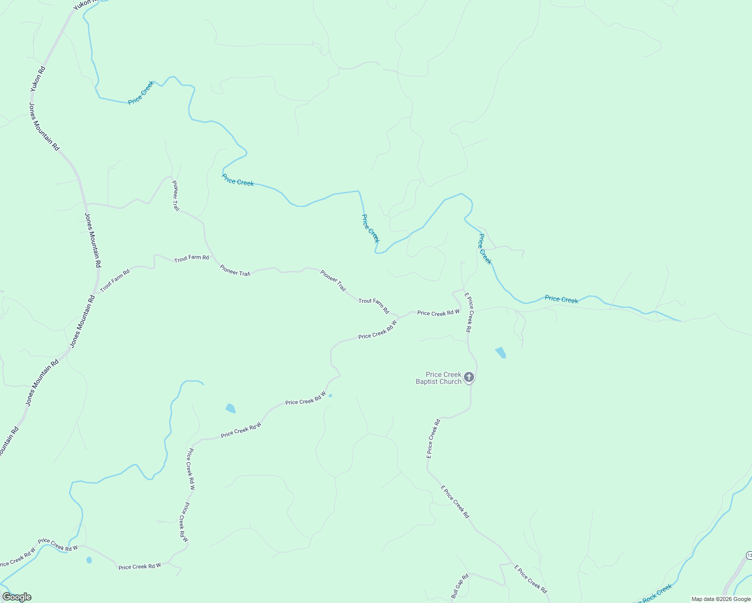 map of restaurants, bars, coffee shops, grocery stores, and more near 140 Trout Farm Road in Talking Rock