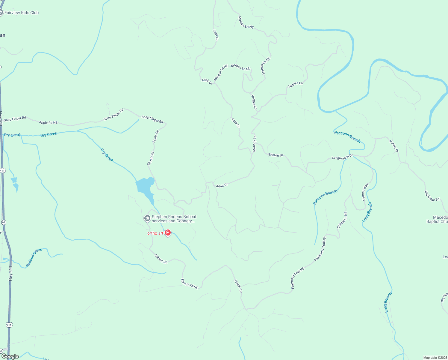 map of restaurants, bars, coffee shops, grocery stores, and more near 19 Adair Drive in Ranger