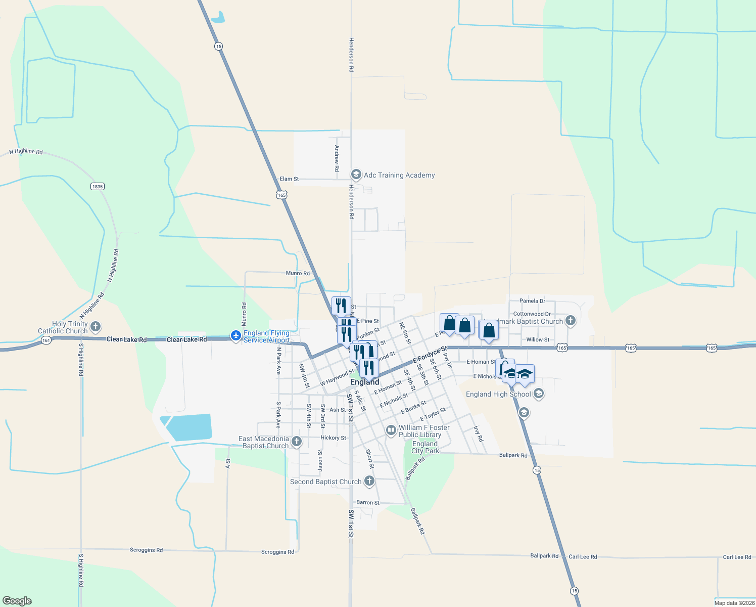 map of restaurants, bars, coffee shops, grocery stores, and more near 223 Maple Street in England