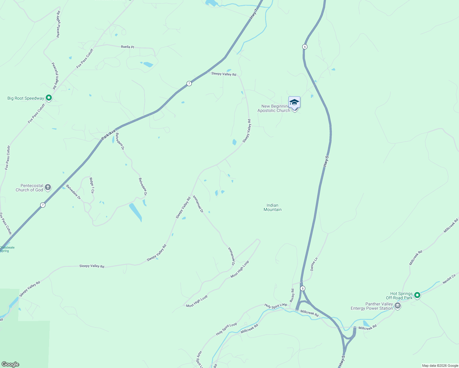 map of restaurants, bars, coffee shops, grocery stores, and more near 210 Indian Mountain Road in Hot Springs