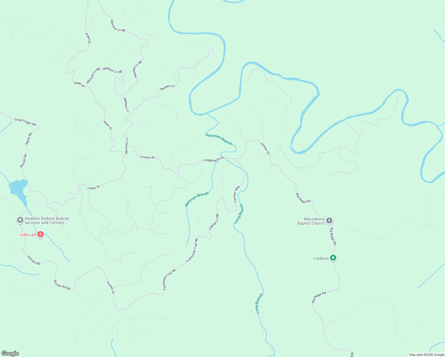 map of restaurants, bars, coffee shops, grocery stores, and more near 1600 Crystal Lane Northeast in Ranger