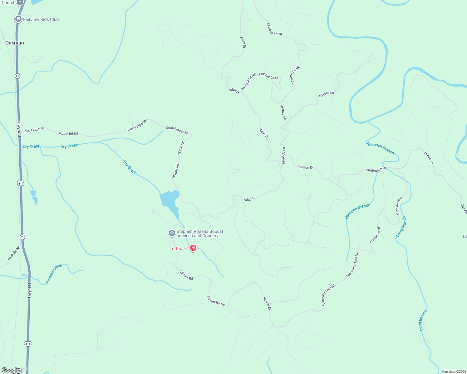 map of restaurants, bars, coffee shops, grocery stores, and more near 26 Adair Drive in Ranger