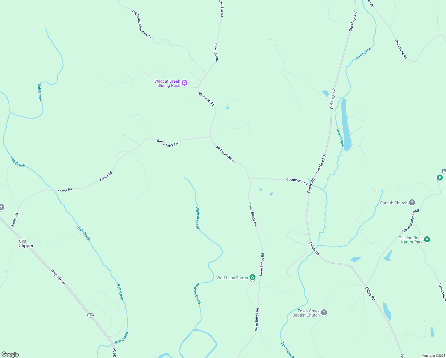 map of restaurants, bars, coffee shops, grocery stores, and more near 3011 Mark Foster Road in Talking Rock